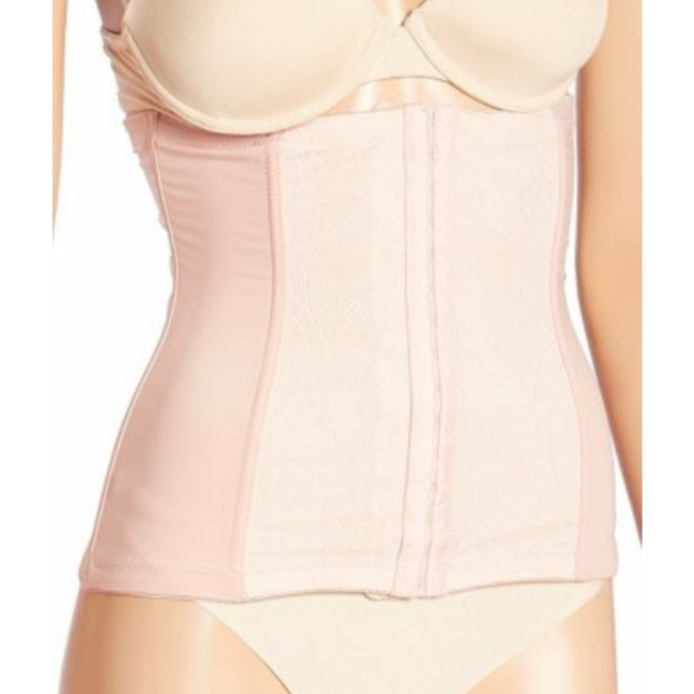 FIT Pink Jacquard Lace Light Compression Waist Cincher Trainer Corset, Sz M